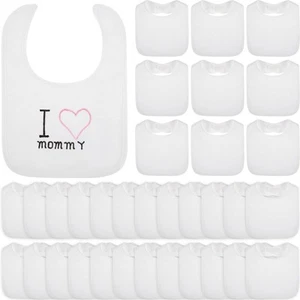 50 Pcs White Bibs for Baby Washable Reusable Waterproof Cotton Feeder Bibs wi... - Picture 1 of 6