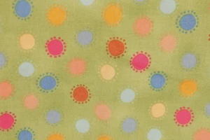37"L x 42"W Boutique by Chez Moi for Moda Colorful Dots Circles on Green - Picture 1 of 8