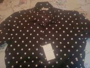 Tomorrowland Japan Made Fine Black Polkadot Shirt Men Fit Medium Approx 40" - Picture 1 of 10