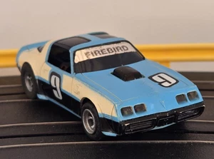 AFX Aurora Pontiac Firebird #9 White Blue Slot Race Car Vintage - Tested - Picture 1 of 8