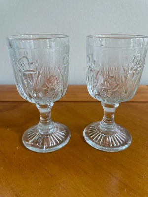 2 Vintage Depression Glass Jeanette Iris & Herringbone 3 oz. Cordial Glasses #2 - Image 1 of 4