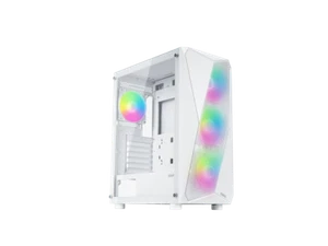 Sama 3313 White USB3.0 Tempered Glass Micro ATX Tower Gaming Computer Case w/ 4 - Afbeelding 1 van 9
