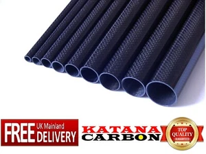 Tubo de fibra de carbono brillante 3k 200 mm de longitud *Todos los tamaños* OD de 25 mm a 40 mm muestra - Imagen 1 de 3