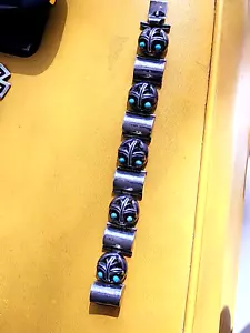 Vintage Mexikanisches .925 Sterling Silber ARMBAND mit blauen Türkis Steinen - Bild 1 von 8