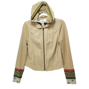 Others Follow Anthropologie Jacket Women M Hooded Boho Hippie Contrast Cuff Tan - Picture 1 of 18