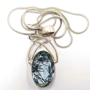 66.15 Ct Black Quartz Pendant Oval Cut Certified With Free Silver Chain OSL - Picture 1 of 6