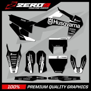 HUSQVARNA MOTOCROSS GRAPHICS KIT: TE FE TC FC TX FX BLOCK BLK / WHITE - Picture 1 of 1