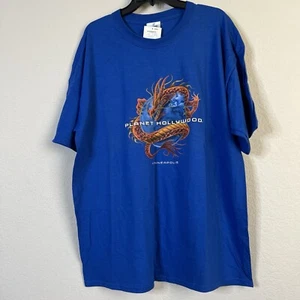 Vintage Planet Hollywood Men’s Size XL MINNEAPOLIS Blue Dragon Print T-Shirt - Picture 1 of 8