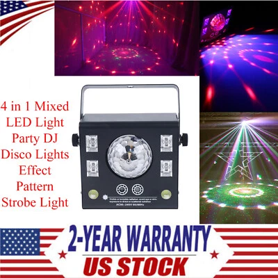 New 4 in 1 Mixed LED Light Party DJ Disco Lights Effect Pattern Strobe Light - Image 1 of 4