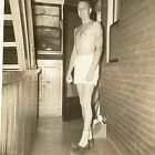 L7 Photograph Handsome Man Shorts Shirtless Chest Shoes Legs 1940-50's Cute
