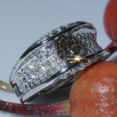 Brillant Ring 0.58 ct 1.03 ct feines Hellbraun und Reinweiss 900er Platin..karät - Bild 1 von 4