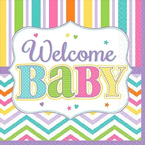 Servilletas de papel para bebidas Baby Brights Chevron rayas modernas para baby shower fiesta Foto 1 de 1