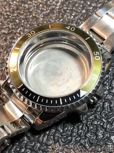 Silver Tone Empty Watch Case,Stainless Band,Rotating Bezel W/Crystal 42mm - Picture 1 of 22