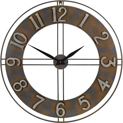 30" Large Wall Clock Decorative Solid Metal Retro Decor Arabic Numerals By Yidie - Image 1 of 4