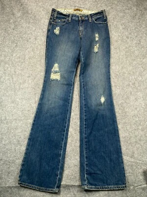 Pantalones de mezclilla Hang Ten Surf para mujer junior 3 largos azul oscuro desgastado 29x34 nuevos con etiquetas vintage Foto 1 de 4