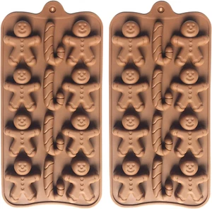 2Pcs Christmas Silicone Molds for Baking Jelly Soap, Candy Cane, Gingerbread Men - Picture 1 of 12