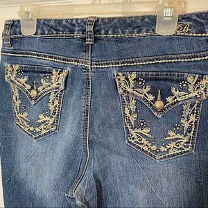Code Bleu Jeans Womens Size 10 bootcut Distressed Embellished Andrea 30” waist - Picture 1 of 11
