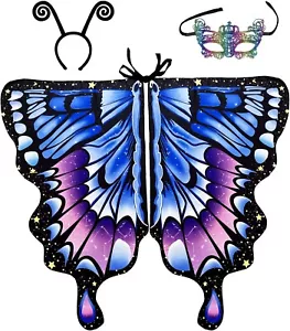Schmetterling Kostüm Damen Karneval Umhang Bekleidung Maske Stirnband Set F230 - Bild 1 von 4