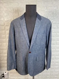J Crew Ludlow Blazer Mens 44R Blue Cotton Unstructured Summer chambray large - Picture 1 of 7