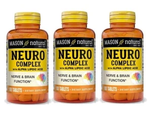 NEURO COMPLEX ALPHA LIPOIC ACID VITAMIN B-12 B-6 B-1 , 3 X 100 = 300 TABLETS - Picture 1 of 3