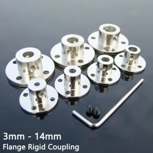 3-14mm Flange Rigid Shaft Coupling Coupler Collar Clamp Bracket Motor Connector - Picture 1 of 10