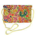 US SELLER  Paisley Pattern Beige Hand Embroidered Clutch Bag Tablet Case Purse