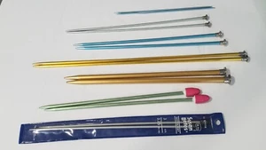 lot 7 pair KNITTING NEEDLES mixed Brands:  Susan Bates Boye Hero Zephr Hero - Picture 1 of 10