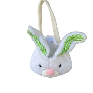 Cottontail Lane Easter Basket White Bunny Plush Soft Fur Stuffed Animal Toy Gift - Picture 1 of 12