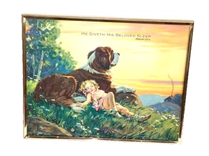 Vintage C. MOSS 1939 LITHO Print "HE GIVETH HIS LOVED SHEEP" Made In U.S.A. - Bild 1 von 10