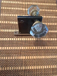 Vintage Octagon Point Glass Door Knobs Mortise & Lock architectural salvage - Picture 1 of 5