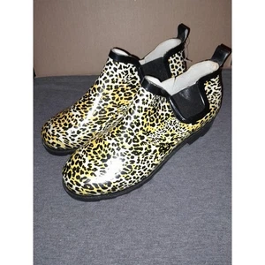 Stivaletti da pioggia Just Be stampa leopardata donna taglia 10 slip-on impermeabili - Foto 1 di 12