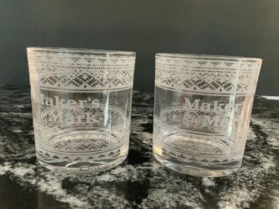 Maker's Mark Etched Holiday Sweater Bourbon Whiskey Bar Glasses Set of 2 - Image 1 of 4