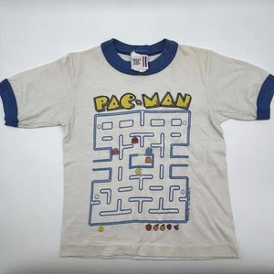 Pac-man Billy The Kid Vintage Shirt Size 5-6 GUC White short Sleeve Game Tshirt - Picture 1 of 17