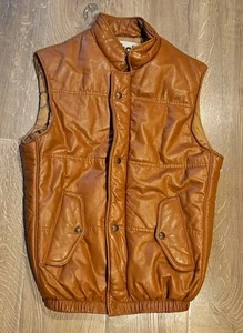 Schott Vintage Leder Puffer Weste Jacke Herren 70er Jahre braun Größe 38 - Bild 1 von 8