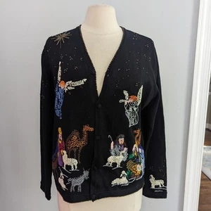 Damen Vintage Bellepointe Krippe Perlen Pullover Strickjacke Large - Bild 1 von 5