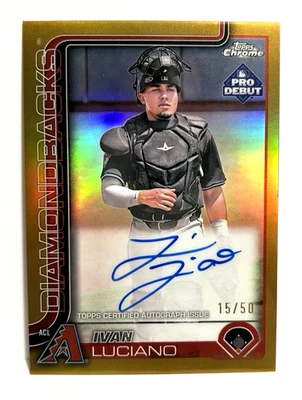 2025 Topps Pro Debut Chrome Ivan Luciano Gold Auto Diamondbacks /50 - Image 1 of 2
