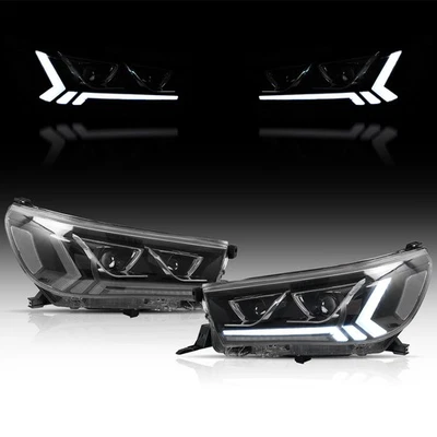 Pair VLAND Projector LED Headlights For 2015-2020 Toyota Hilux /Vigo W/Animation - Image 1 of 4