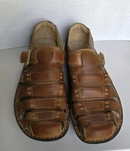 Alegria Martinique Brown Leather Buckle Strap Sandals Men Sz 45 - Picture 1 of 12