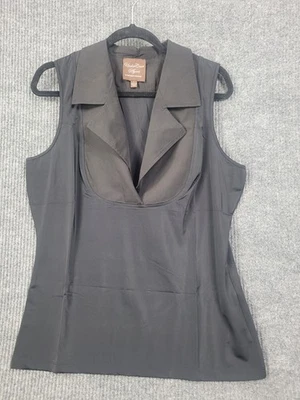 Túnica feminina Lg preta emagrecedora elastano gola V sem mangas - Imagem 1 de 4