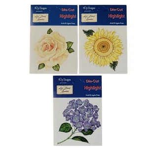 NRN Designs Flower Die Cut Stickers Lot of 3 Floral Rose Sunflower Hydrangeas - Picture 1 of 4