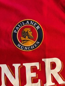 Camiseta de fútbol Paulaner Munich Beer XL #1 roja blanca como nueva ipa lager - Imagen 1 de 5