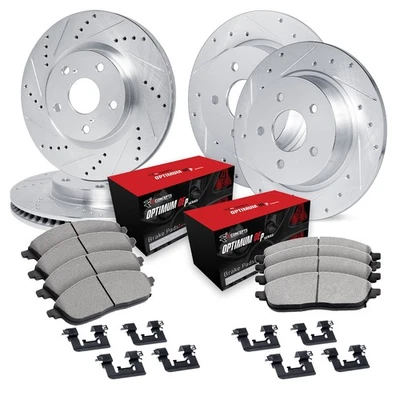 For Lincoln MKZ 13-16 Drilled & Slotted Front & Rear Brake Kit w Optimum Pads Foto 1 de 2