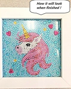 DIY UNICORN 5D Diamond Painting Kits for Kids 7.1 with Wooden FUN Frame Kit NEW - Picture 1 of 4