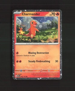 Tarjeta Pokémon Charmander 004/165 Escarlata y Violeta Promo Cosmos Holo SWIRL Casi Nueva - Imagen 1 de 2