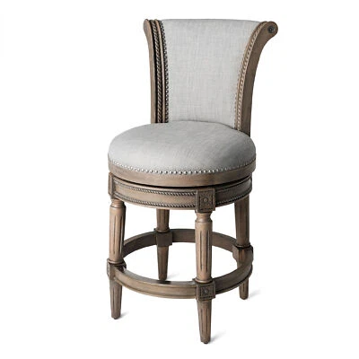 Maven Lane Pullman Wooden Swivel Kitchen Counter Stool, Reclaimed Oak - Image 1 of 4