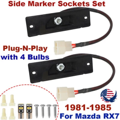 Front / Rear Side Marker Sockets & 4 Bulbs For 1981-1985 Mazda RX7 Plug-N-Play — 第 1/4 张图片