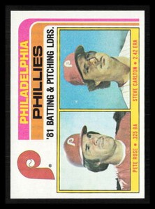 Phillies Leaders  Checklist Pete Rose Steve Carlton 1982 Topps #636