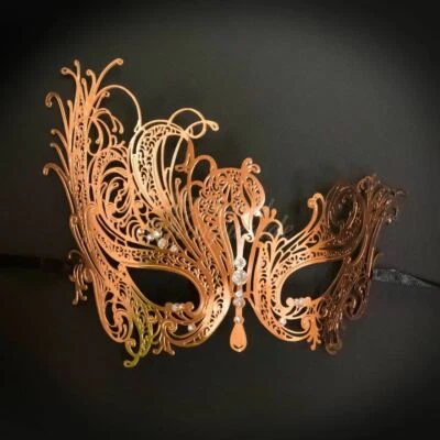 Masquerade Mask for Women | Elegant Masquerade Mask Rose Gold M7139 - Image 1 of 4