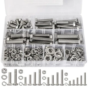 232PCS M6 M8 M10 M12 Set di Dadi e Bulloni, Bulloni a Testa Esagonale in Acciaio Inox Dadi e - Foto 1 di 7