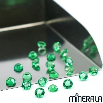 LAB GROWN COLOMBIAN EMERALDS FACETED ROUND LOOSE GEMSTONE 2mm-7mm WP02793 - Image 1 of 4